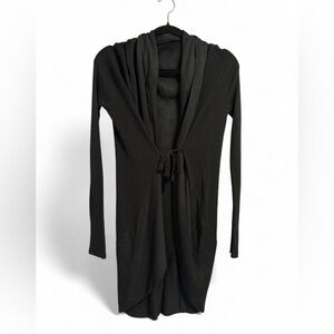 Made in Italy Black Front Tie Cardigan | Small | Acrylic Viscose Knit